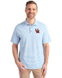 Ole Miss Rebels College Vault Cutter & Buck Virtue Recycled Stripe Featherlight Pique Mens Polo Atlas Light Blue Front
