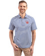 Ole Miss Rebels College Vault Cutter & Buck Virtue Eco Pique Stripe Recycled Mens Polo Tour Blue Front