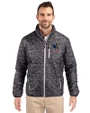 Delaware Fightin' Blue Hens College Vault Cutter & Buck Rainier PrimaLoft® Mens Eco Insulated Full Zip Printed Puffer Jacket Black Front