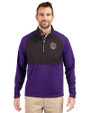 LSU Tigers College Vault Cutter & Buck Adapt Eco Knit Hybrid Recycled Mens Quarter Zip College Purple/Black Front