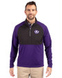 Texas Christian Horned Frogs College Vault Cutter & Buck Adapt Eco Knit Hybrid Recycled Mens Quarter Zip College Purple/Black Front