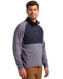 FIU Panthers College Vault Cutter & Buck Adapt Eco Knit Hybrid Recycled Mens Quarter Zip Navy Blue Heather/Navy Blue Side