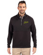 George Mason Patriots College Vault Cutter & Buck Adapt Eco Knit Hybrid Recycled Mens Quarter Zip Black Front