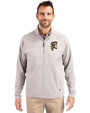 Grambling Tigers College Vault Cutter & Buck Adapt Eco Knit Hybrid Recycled Mens Quarter Zip Polished Medium Gray Front