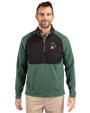 Michigan State Spartans College Vault Cutter & Buck Adapt Eco Knit Hybrid Recycled Mens Quarter Zip Hunter/Black Front
