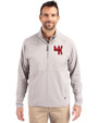 Western Kentucky Hilltoppers College Vault Cutter & Buck Adapt Eco Knit Hybrid Recycled Mens Quarter Zip Polished Medium Gray Front