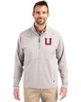 Utah Utes College Vault Cutter & Buck Adapt Eco Knit Hybrid Recycled Mens Quarter Zip Polished Medium Gray Front