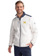 Michigan Wolverines College Vault Cutter & Buck Cascade Eco Fleece Mens Full Zip Jacket Shell/Navy Blue Front