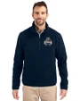 Utah State Aggies College Vault Cutter & Buck Cascade Eco Sherpa Fleece Mens Big & Tall Quarter Zip Jacket Navy Blue Front