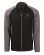 Texas Tech Red Raiders College Vault Cutter & Buck Adapt Recycled Soft Knit Stretch Mens Big & Tall Hybrid Full Zip Jacket Black Heather/Black Mannequin