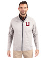 Utah Utes College Vault Cutter & Buck Adapt Eco Knit Hybrid Recycled Mens Big & Tall Full Zip Jacket Polished Medium Gray Front