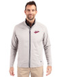 New Mexico State Aggies College Vault Cutter & Buck Adapt Eco Knit Hybrid Recycled Mens Big & Tall Full Zip Jacket Polished Medium Gray Front