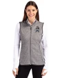 Utah State Aggies College Vault Cutter & Buck Mainsail Sweater Knit Womens Full Zip Vest Polished Heather Front