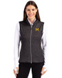 Michigan Wolverines College Vault Cutter & Buck Mainsail Sweater Knit Womens Full Zip Vest Charcoal Heather Front