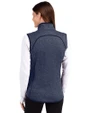 Michigan Wolverines College Vault Cutter & Buck Mainsail Sweater Knit Womens Full Zip Vest Liberty Navy Heather Back