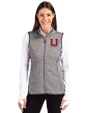 Utah Utes College Vault Cutter & Buck Mainsail Sweater Knit Womens Full Zip Vest Polished Heather Front