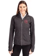 Gonzaga Bulldogs College Vault Cutter & Buck Mainsail Sweater-Knit Womens Full Zip Jacket Charcoal Heather Front