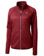 Louisville Cardinals College Vault Cutter & Buck Mainsail Sweater-Knit Womens Full Zip Jacket Cardinal Red Heather Mannequin