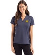 Michigan Wolverines Cutter & Buck Forge Eco Heathered Stretch Womens Blade Top Dark Navy Blue Heather Front
