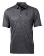 Southern Illinois Salukis College Vault Cutter & Buck Pike Banner Print Stretch Mens Big & Tall Polo Black Mannequin