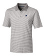 Michigan Wolverines College Vault Cutter & Buck Forge Tonal Stripe Stretch Mens Big and Tall Polo Polished Medium Gray Mannequin