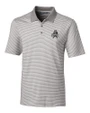 Utah State Aggies College Vault Cutter & Buck Forge Tonal Stripe Stretch Mens Big and Tall Polo Polished Medium Gray Mannequin