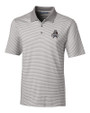 Utah State Aggies College Vault Cutter & Buck Forge Tonal Stripe Stretch Mens Big and Tall Polo Polished Medium Gray Mannequin