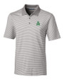 Marshall Thundering Herd College Vault Cutter & Buck Forge Tonal Stripe Stretch Mens Big and Tall Polo Polished Medium Gray Mannequin