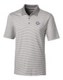 Texas Christian Horned Frogs College Vault Cutter & Buck Forge Tonal Stripe Stretch Mens Big and Tall Polo Polished Medium Gray Mannequin