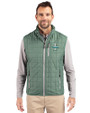 Tulane Green Wave College Vault Cutter & Buck Rainier PrimaLoft® Mens Eco Insulated Full Zip Puffer Vest Hunter Melange Front