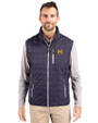 Michigan Wolverines College Vault Cutter & Buck Rainier PrimaLoft® Mens Eco Insulated Full Zip Puffer Vest Dark Navy/Silver Front