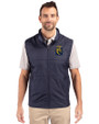 FIU Panthers College Vault Cutter & Buck Stealth Hybrid Quilted Mens Windbreaker Vest Liberty Navy Front