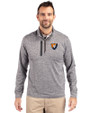 Illinois Fighting Illini College Vault Cutter & Buck Stealth Heathered Quarter Zip Mens Pullover Elemental Grey Front