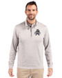 Utah State Aggies College Vault Cutter & Buck Stealth Heathered Quarter Zip Mens Pullover Polished Medium Gray Front