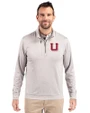 Utah Utes College Vault Cutter & Buck Stealth Heathered Quarter Zip Mens Pullover Polished Medium Gray Front