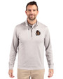 Oregon State Beavers College Vault Cutter & Buck Stealth Heathered Mens Quarter Zip Polished Medium Gray Front