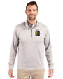 FIU Panthers College Vault Cutter & Buck Stealth Heathered Quarter Zip Mens Pullover Polished Medium Gray Front