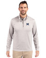 Michigan Wolverines College Vault Cutter & Buck Stealth Heathered Quarter Zip Mens Pullover Polished Medium Gray Front