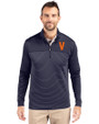 Virginia Hoos College Vault Cutter & Buck Traverse Recycled Smooth Stretch Mens Stripe Quarter Zip Pullover Liberty Navy Front