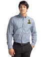 Northern Arizona Lumberjacks College Vault Cutter & Buck Easy Care Stretch Gingham Mens Long Sleeve Dress Shirt Liberty Navy Front