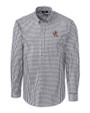 Louisville Cardinals College Vault Cutter & Buck Easy Care Stretch Gingham Mens Long Sleeve Dress Shirt Charcoal Mannequin