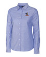 Delaware Fightin' Blue Hens College Vault Cutter & Buck Stretch Oxford Womens Long Sleeve Dress Shirt French Blue Mannequin
