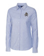 Utah State Aggies College Vault Cutter & Buck Stretch Oxford Womens Long Sleeve Dress Shirt Light Blue Mannequin