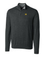 Michigan Wolverines College Vault Cutter & Buck Lakemont Tri-Blend Mens Big and Tall Quarter Zip Pullover Sweater Charcoal Heather Mannequin