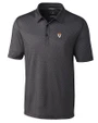Virginia Tech Hokies College Vault Cutter & Buck Pike Mini Pennant Print Stretch Mens Polo Black Mannequin