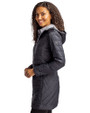 Northwestern Wildcats College Vault Cutter & Buck Rainier PrimaLoft®  Womens Eco Insulated Hooded Long Coat Black Side