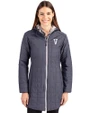 Villanova Wildcats College Vault Cutter & Buck Rainier PrimaLoft®  Womens Eco Insulated Hooded Long Coat Anthracite Melange Front