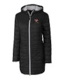 Louisville Cardinals College Vault Cutter & Buck Rainier PrimaLoft®  Womens Eco Insulated Hooded Long Coat Black Mannequin