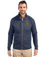 Northern Arizona Lumberjacks College Vault Cutter & Buck Mainsail Sweater-Knit Mens Full Zip Jacket Liberty Navy Heather Front
