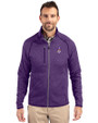 East Carolina (ECU) Pirates College Vault Cutter & Buck Mainsail Sweater-Knit Mens Full Zip Jacket College Purple Heather Front